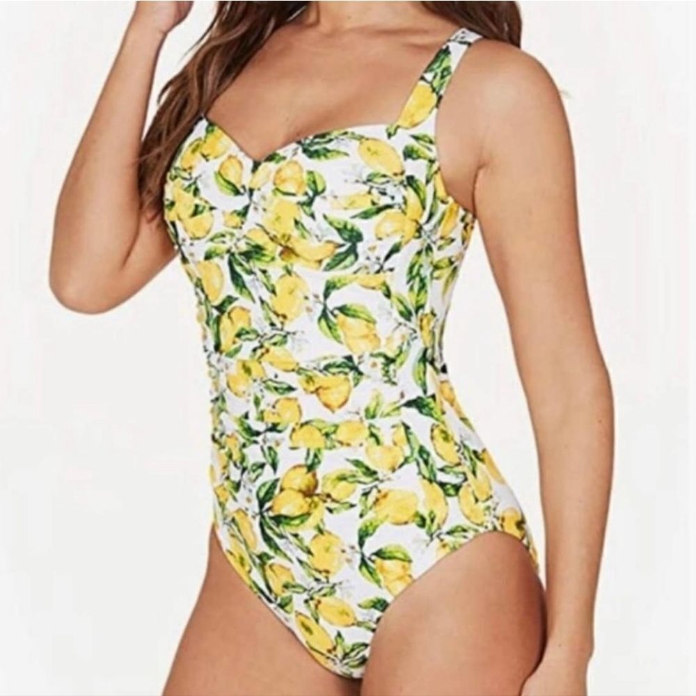 Niptl Tuck Lemons Joanne Twist Front Design Tummy Control Women's Swimsuit …